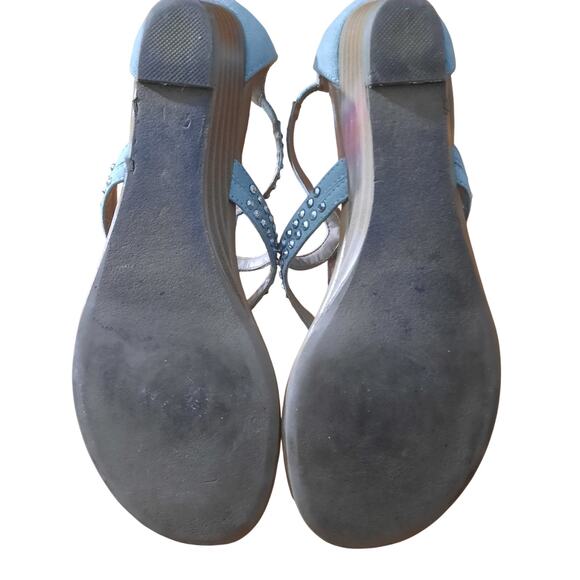 Maurices Eileen Embellishment Rhinestone Strapy Wedge Zip Back Sandals Size 8 - Picture 7 of 9